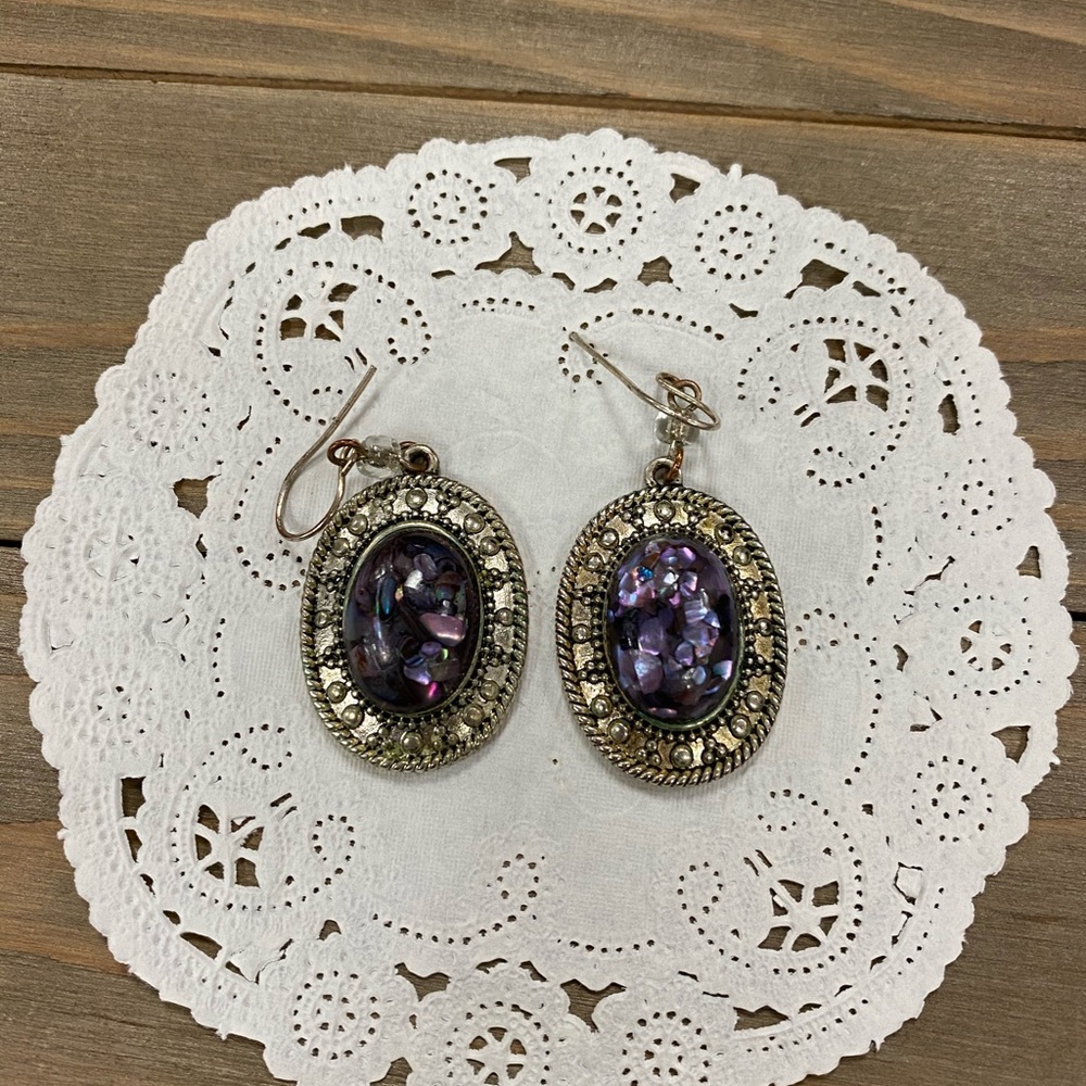 Elegant Purple Oval Earrings